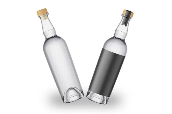 Vodka Flaskor Vin Isolerad Vit Bakgrund — Stockfoto