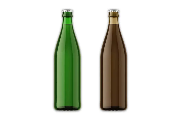 Groene Gespierde Glazen Fles Witte Achtergrond — Stockfoto