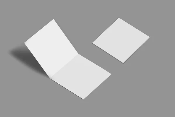 Modelo Branco Branco Dobra Papel Brochura Folheto Folheto Brochura — Fotografia de Stock