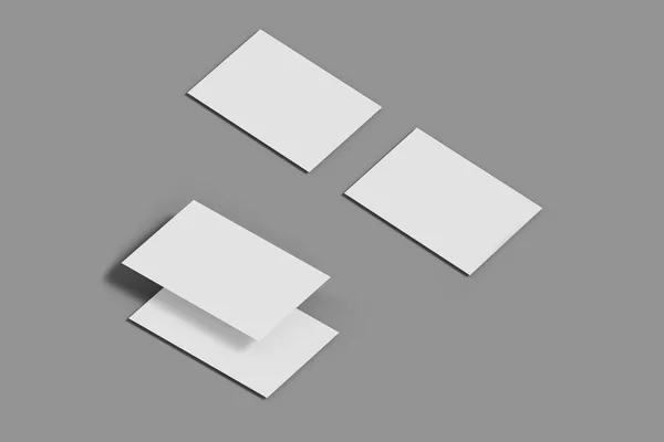灰色の背景 3Dレンダリングで隔離された空白の横の名刺のセット — ストック写真