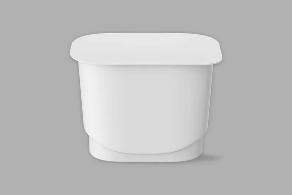 Plastic Container Yogurt Grey Background — Stock Photo, Image