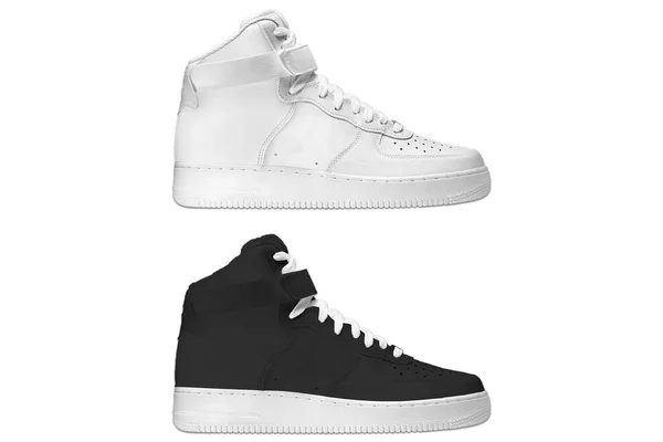 白色和黑色运动鞋隔离 — 图库照片