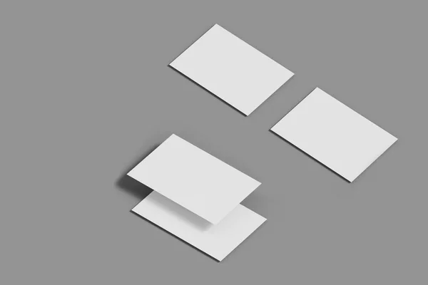 灰色の背景 3Dレンダリングで隔離された空白の横の名刺のセット — ストック写真