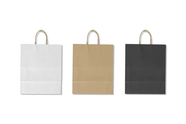 Paper Shopping Bags Isolated White Background — Stock Photo, Image