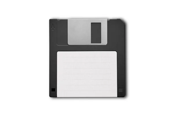 Zwarte Diskette Een Witte Achtergrond — Stockfoto