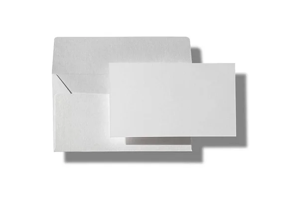 Abrir Envelope Branco Com Saudação Convite Mockup Cartão Isolado Fundo — Fotografia de Stock