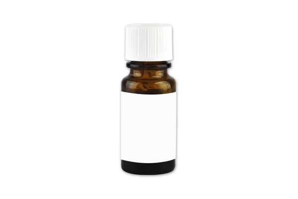 Amber Medicine Bottle White Background — Stock Photo, Image