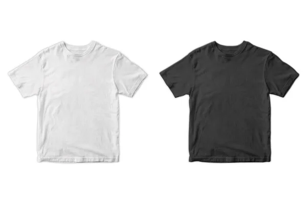 Camisetas Blancas Negras Blanco Aisladas Sobre Fondo Blanco — Foto de Stock