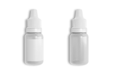 Bir şişe göz ve kulak damlası, beyaz arka planda izole edilmiş. 3d oluşturma.