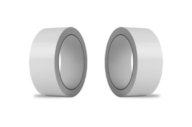 Beyaz parlak çello bant rulosu. Fotogerçekçi ambalaj şablonu tasarımı. 3d oluşturma.