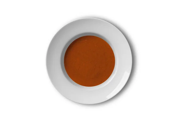 Тарелка Томатным Супом Белом Фоне — стоковое фото