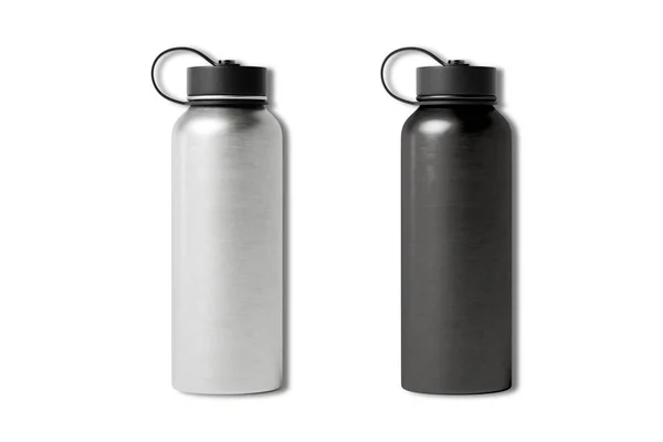 白色背景隔离的金属运动瓶 — 图库照片