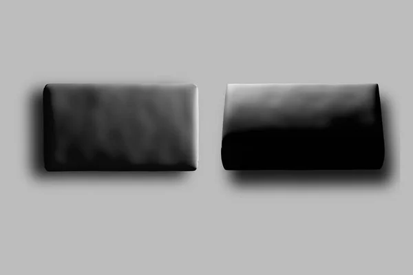 背景に隔離された白いラップ状の長方形の石鹸モックアップのトップビュー 3Dレンダリング — ストック写真
