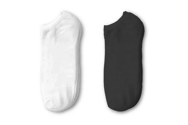 Ασπρόμαυρες Κάλτσες Μακιγιαρισμένες Λευκό Φόντο Απόδοση Χαμηλού Ύψους Κάλτσες Ζεύγος — Φωτογραφία Αρχείου