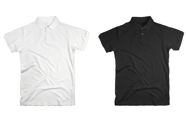 Polo Shirt Clothing Women Men Set Black White Unisex Polo — Stock Photo, Image