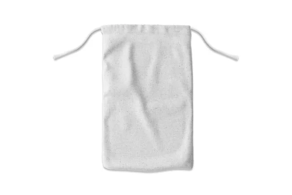 Cotton Burlap Bag Drawstring Mock Isolated White Background Zero Waste — Stock Photo, Image