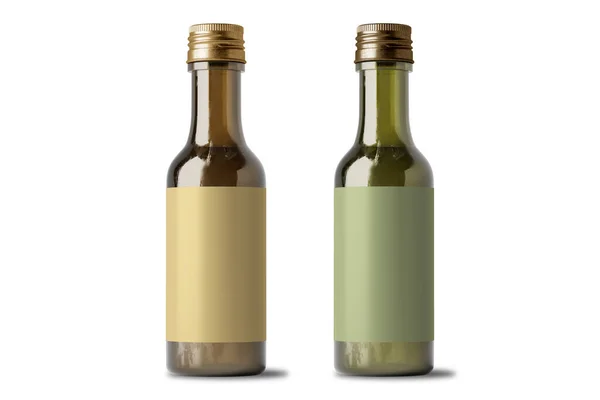 完整的迷你酒瓶在白色背景上隔离 3D渲染 — 图库照片