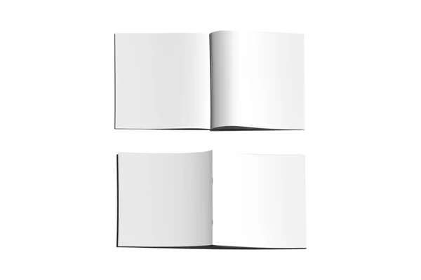Lege Blanco Witte Vierkante Catalogus Boekje Met Nietjes Model Voor — Stockfoto