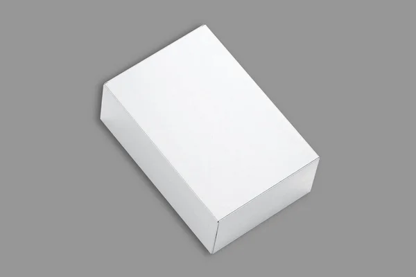 空空白的白色茶盒模型模板孤立的背景 3D渲染 — 图库照片