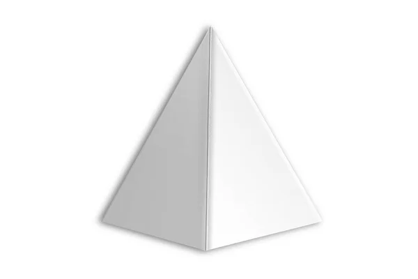 Modello Bianco Bianco Scatola Piramidale Isolato Sfondo Bianco Rendering — Foto Stock