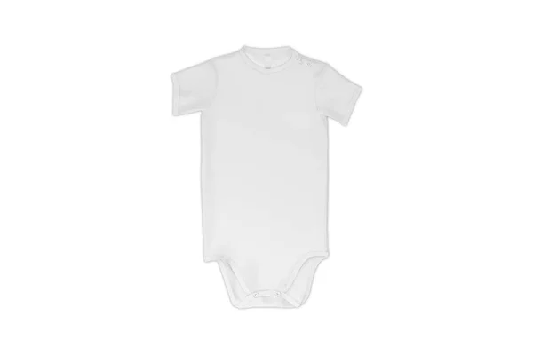Esvaziado Branco Bebê Corpo Romper Mockup Isolado Fundo Branco Renderização — Fotografia de Stock