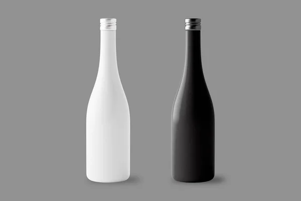 Mockup Bottiglia Orientale Sakè Bianco Nero Isolato Sullo Sfondo Rendering — Foto Stock