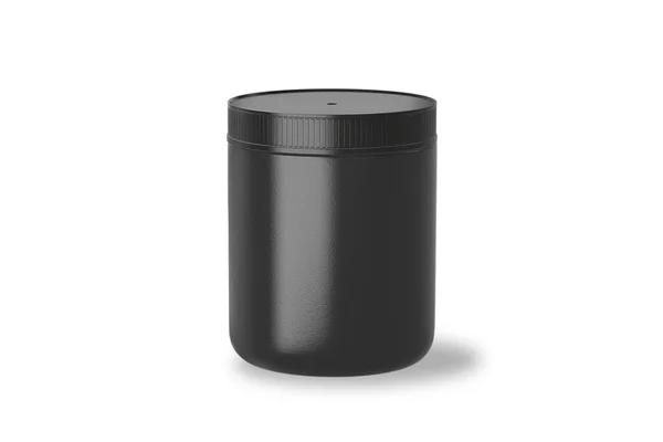 白地に黒いプラスチック製の瓶のモックアップ 3Dレンダリング — ストック写真