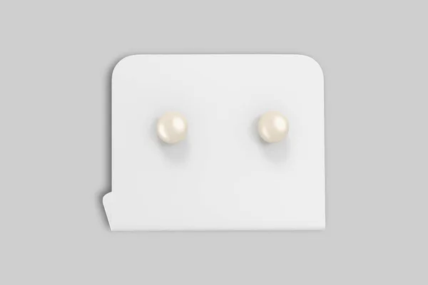 Pendientes Perlas Redondas Blancas Para Venta Maqueta Aislada Sobre Fondo — Foto de Stock