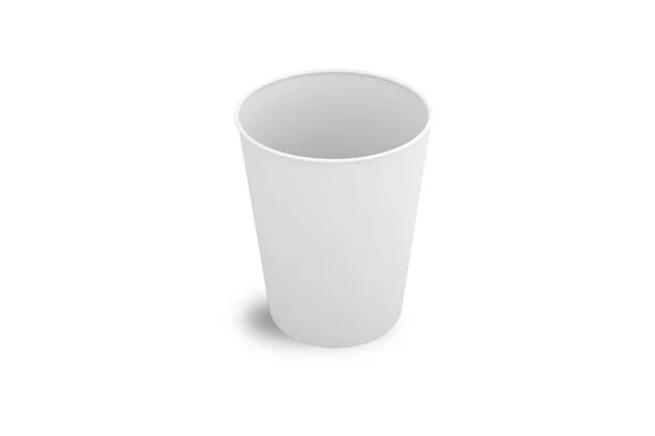 Prázdný Bílý Otevřený Papírový Šálek Kávy Maketa Izolované Bílém Pozadí — Stock fotografie