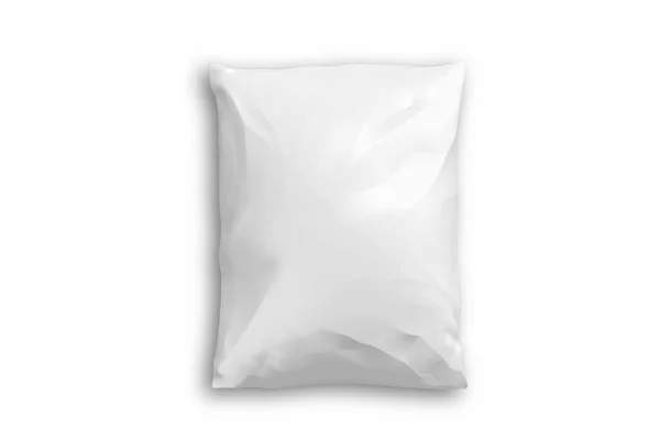 Empty Blank White Plastic Parcel Bag Isolated Grey Background Shipping — Stock Photo, Image