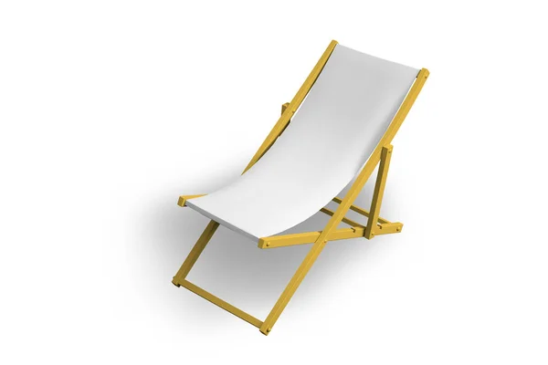 Składany Pusty Drewniany Leżak Lub Fotel Plażowy Makieta Izolowanym Białym — Zdjęcie stockowe