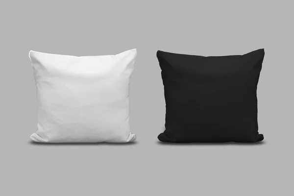 Blank Canvas Square Pillow Mockup White Black Blank Cushion Isolated — Stock Photo, Image