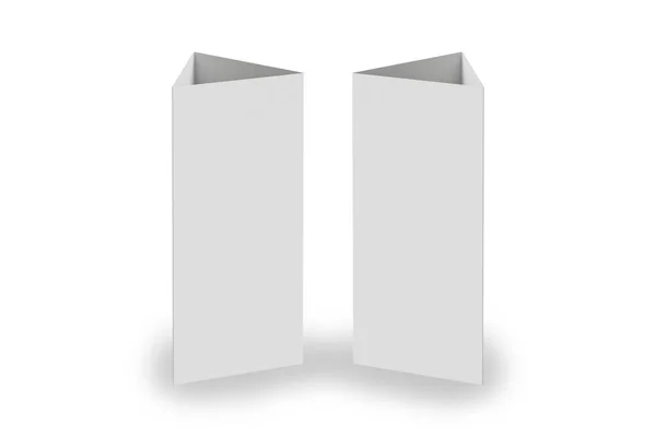Papel Branco Cartões Triângulo Verticais Sobre Fundo Branco Com Sombras — Fotografia de Stock