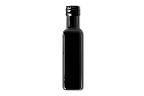 空白黑色橄榄油玻璃瓶模型隔离在白色背景 3D渲染 — 图库照片