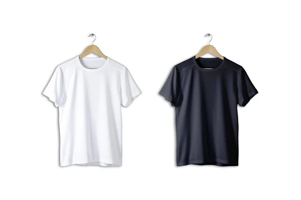 Preto Branco Cinza Oversize Pendurado Shirt Mockup Isolado Fundo Branco — Fotografia de Stock