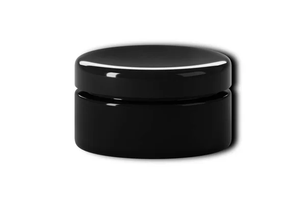 在白色背景上孤立的黑色光滑化妆品罐模型 3D渲染 — 图库照片