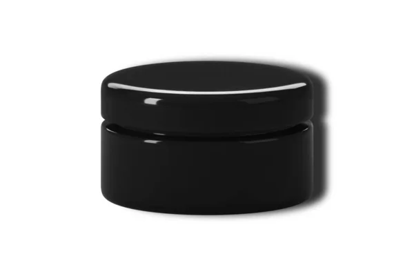 在白色背景上孤立的黑色光滑化妆品罐模型 3D渲染 — 图库照片