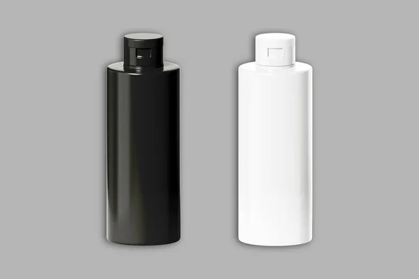 Mockup Frasco Plástico Branco Preto Com Dispensador Para Sabão Séptico — Fotografia de Stock