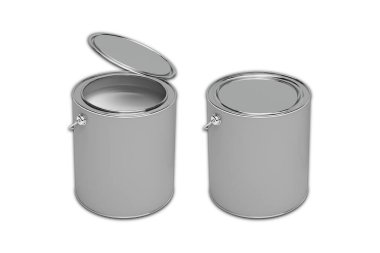 Boya, beyaz arkaplanda izole edilebilir. Açık ve kapalı parlak boya can.3d görüntüleme.