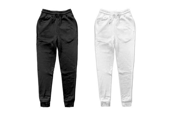 Black White Sweat Pants Joggers Mockup Isolated White Background Unisex — Stock Photo, Image