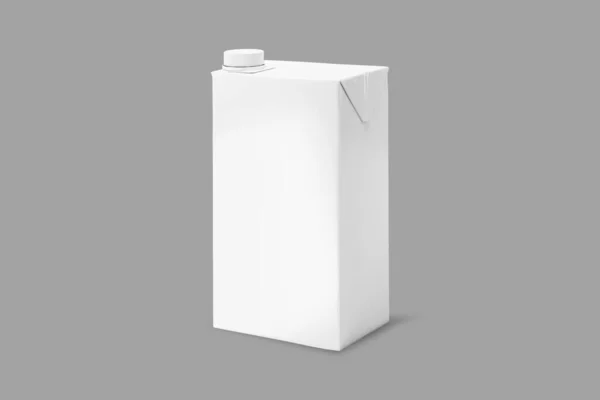 3Dレンダリングミルクとジュースボックス包装 ホワイトバックグラウンド モックアップ — ストック写真