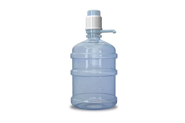 用塑料大瓶子盛水 白色底座上装饰华丽 加隆水瓶模拟隔离 3D渲染 供水服务 — 图库照片