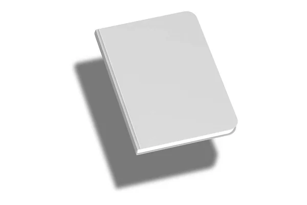 空白笔记本 素描本或日记模型 独立于白色背景 3D渲染 — 图库照片