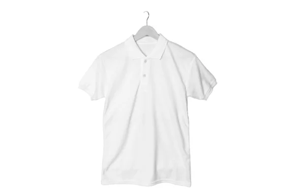 Blank White Polo Shirts Hanger Mockup Isolated White Background Rendering — Stock Photo, Image