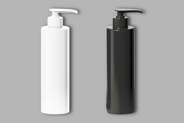 Mockup Plastic White Black Jar Dispenser Soap Antiseptic Bottle Isolated — Stock Photo, Image