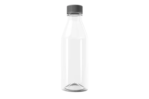 Порожній Безбарвний Прозорий Скляний Макет Пляшки Ізольований Білому Тлі Візуалізація — стокове фото