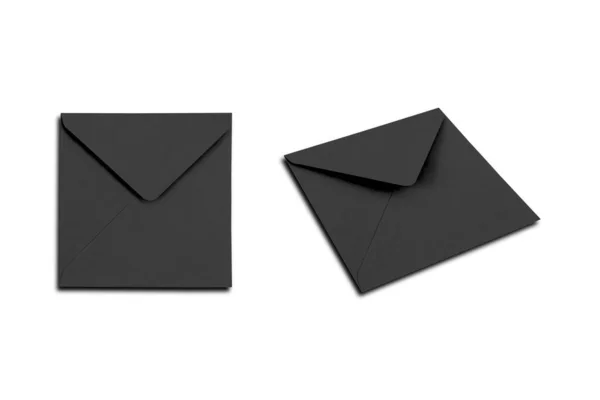 Τετράγωνος Μαύρος Φάκελος Απομονωμένος Λευκό Φόντο Απόδοση — Φωτογραφία Αρχείου
