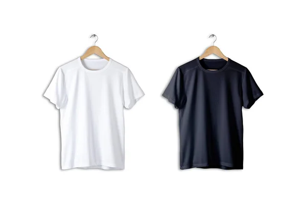 グレーのオーバーサイズのハンギングTシャツモックアップは白の背景に隔離されています 男女兼用モダンなカジュアルTシャツ — ストック写真