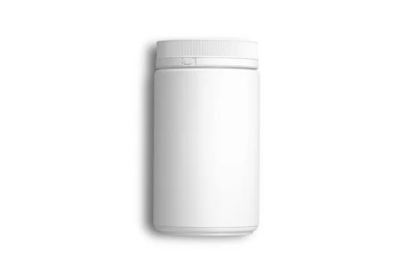 Frasco Plástico Brilhante Branco Com Fecho Alça Tampa Para Medicamentos — Fotografia de Stock