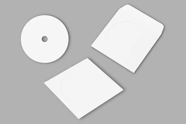 Disco Compatto Bianco Vuoto Con Copertina Modello Isolato Rendering — Foto Stock